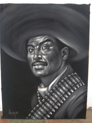 Pedro Armendáriz Portrait,  Original Oil Painting on Black Velvet by Alfredo Rodriguez "ARGO" - #A24