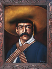 Emiliano Zapata Salazar Mexican Revolution Original Oil Painting on Black Velvet by Alfredo Rodriguez "ARGO"  - #A13