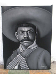 Emiliano Zapata Salazar Mexican Revolution Original Oil Painting on Black Velvet by Alfredo Rodriguez "ARGO"  - #A22