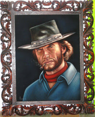 Clint Eastwood, The Outlaw Josey Wales,  Original Oil Painting on Black Velvet by Alfredo Rodriguez "ARGO"  - #A15
