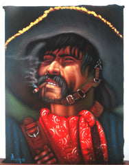Bandit, Mexican Bandito, Original Oil Painting on Black Velvet by Alfredo Rodriguez "ARGO" - #A32