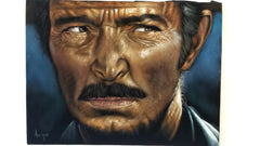 Lee Van Cleef "Bad" portrait,  Man with No Name, Spaghetti Western, Original oil painting on black velvet by Argo size (24"x18") a394