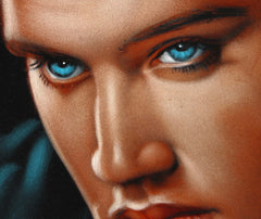 Elvis Presley Portrait , Original Oil Painting on Black Velvet by Alfredo Rodriguez "ARGO" - #A31