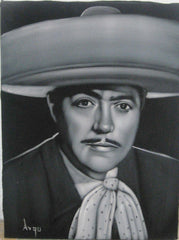 Luis Aguilar Manzo Portrait,  Original Oil Painting on Black Velvet by Alfredo Rodriguez "ARGO" - #A25