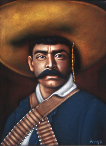 Emiliano Zapata Salazar Mexican Revolution Original Oil Painting on Black Velvet by Alfredo Rodriguez "ARGO"  - #A13