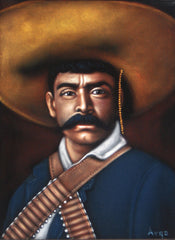 Emiliano Zapata Salazar Mexican Revolution Original Oil Painting on Black Velvet by Alfredo Rodriguez "ARGO"  - #A13