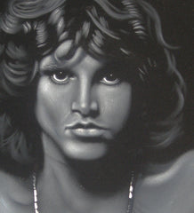 Jim Morrison Portrait,  Original Oil Painting on Black Velvet by Alfredo Rodriguez "ARGO" - #A29