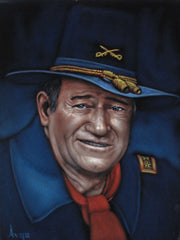 Copy of John Wayne Portrait,  Original Oil Painting on Black Velvet by Alfredo Rodriguez "ARGO" - a480