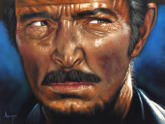 Lee Van Cleef "Bad" portrait,  Man with No Name, Spaghetti Western, Original oil painting on black velvet by Argo size (24"x18") a394