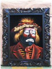 Emmett Kelly Circus Hobo Clown; Original Oil painting on Black Velvet by Jorge Terrones - #J39