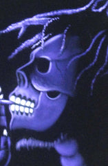 Bob Marley Portrait, skull in purple, Original Oil Painting on Black Velvet by Alfredo Rodriguez "ARGO" - #A16