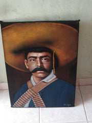 Emiliano Zapata Salazar Mexican Revolution Original Oil Painting on Black Velvet by Alfredo Rodriguez "ARGO"  - #A13