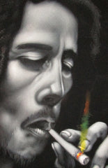Bob Marley Legend Portrait, Original Oil Painting on Black Velvet by Alfredo Rodriguez "ARGO" - #A91