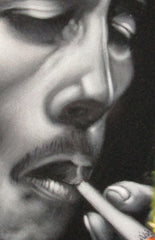 Bob Marley Legend Portrait, Original Oil Painting on Black Velvet by Alfredo Rodriguez "ARGO" - #A91