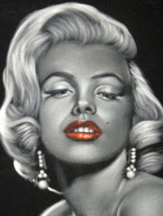 Marilyn Monroe Portrait, Original Oil Painting on Black Velvet by Alfredo Rodriguez "ARGO" - #A102