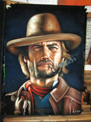 Clint Eastwood, The Outlaw Josey Wales,  Original Oil Painting on Black Velvet by Alfredo Rodriguez "ARGO"  - #A103