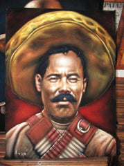 Pancho Villa  Mexican Revolution Original Oil Painting on Black Velvet by Alfredo Rodriguez "ARGO"  - #A104