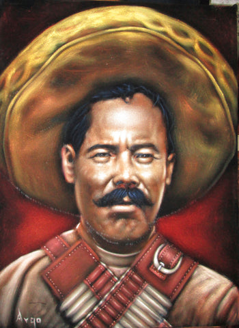 Pancho Villa  Mexican Revolution Original Oil Painting on Black Velvet by Alfredo Rodriguez "ARGO"  - #A104