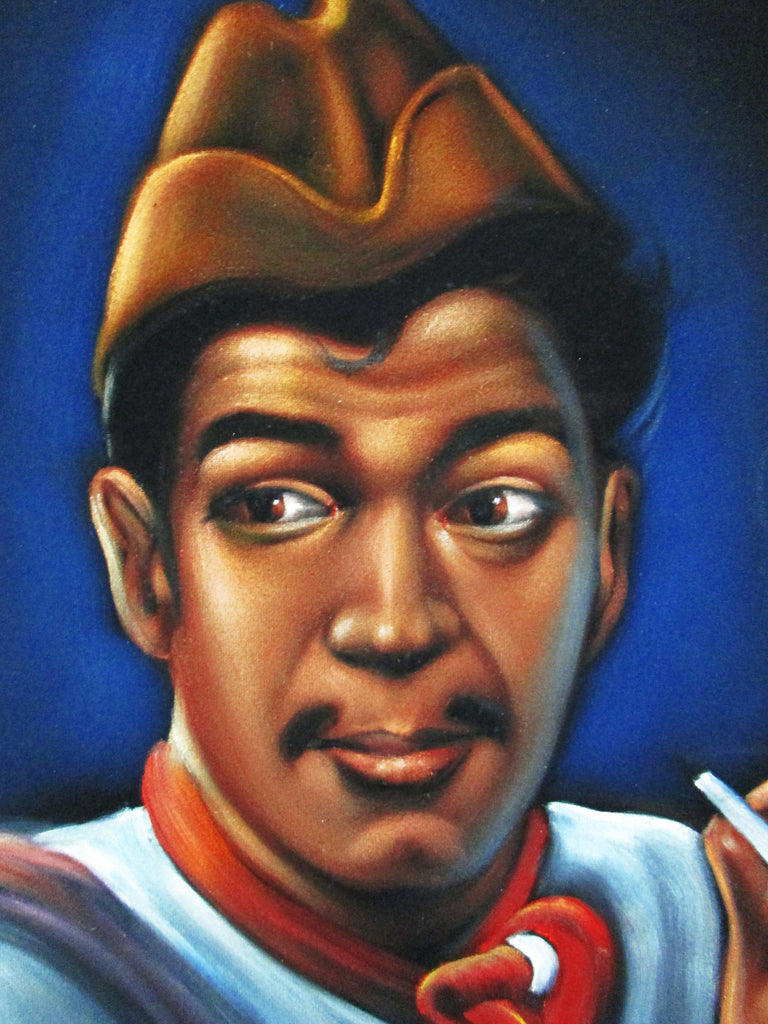 Cantinflas Portrait,  Original Oil Painting on Black Velvet by Alfredo Rodriguez "ARGO" - #A109