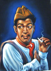Cantinflas Portrait,  Original Oil Painting on Black Velvet by Alfredo Rodriguez "ARGO" - #A109