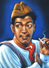 Cantinflas Portrait,  Original Oil Painting on Black Velvet by Alfredo Rodriguez "ARGO" - #A109