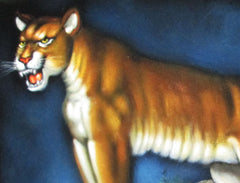 Mountain Lion, cougar, puma, panther, Original Oil Painting on Black Velvet by Alfredo Rodriguez "ARGO"  - #A110