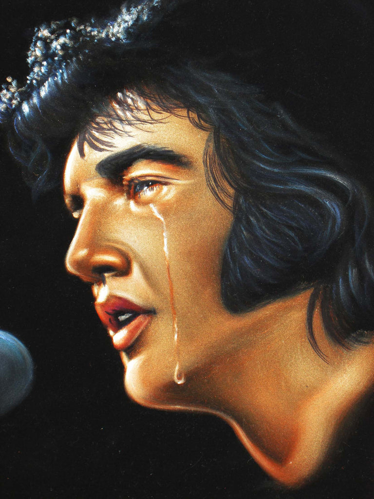 Elvis Presley Portrait , Original Oil Painting on Black Velvet by Alfredo Rodriguez "ARGO" - #A111