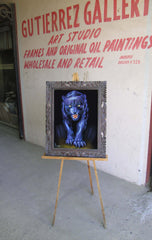 Panther, Black Panther, cougar,  Original Oil Painting on Black Velvet by Alfredo Rodriguez "ARGO"  - #A112