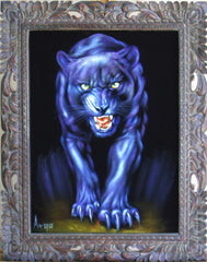 Panther, Black Panther, cougar,  Original Oil Painting on Black Velvet by Alfredo Rodriguez "ARGO"  - #A112