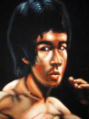 Bruce Lee Portrait,  Original Oil Painting on Black Velvet by Alfredo Rodriguez "ARGO"  - #A114