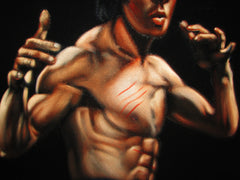 Bruce Lee Portrait,  Original Oil Painting on Black Velvet by Alfredo Rodriguez "ARGO"  - #A114