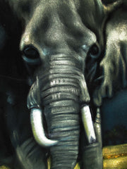 Elephant,  Original Oil Painting on Black Velvet by Alfredo Rodriguez "ARGO"  - #A118