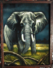 Elephant,  Original Oil Painting on Black Velvet by Alfredo Rodriguez "ARGO"  - #A118
