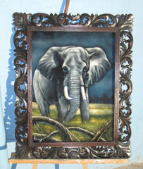 Elephant,  Original Oil Painting on Black Velvet by Alfredo Rodriguez "ARGO"  - #A118