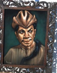Cantinflas Portrait,  Original Oil Painting on Black Velvet by Alfredo Rodriguez "ARGO" - #A125
