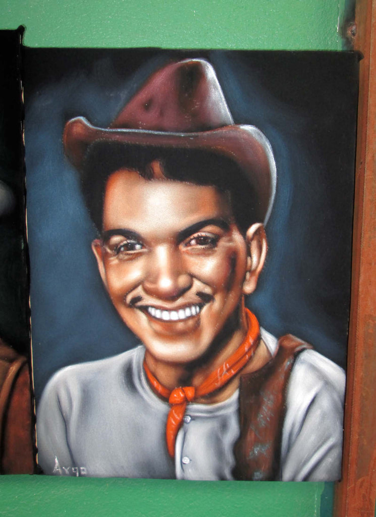 Cantinflas Portrait,  Original Oil Painting on Black Velvet by Alfredo Rodriguez "ARGO" - #A126