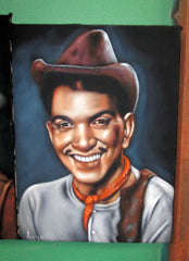 Cantinflas Portrait,  Original Oil Painting on Black Velvet by Alfredo Rodriguez "ARGO" - #A126