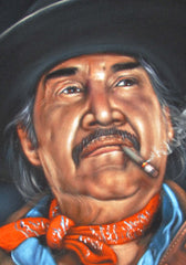 Emilio Fernández Portrait,  Original Oil Painting on Black Velvet by Alfredo Rodriguez "ARGO" - #A127