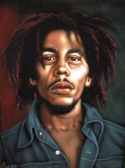 Bob Marley Portrait, Original Oil Painting on Black Velvet by Alfredo Rodriguez "ARGO" - #A129