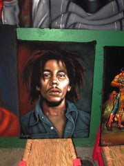 Bob Marley Portrait, Original Oil Painting on Black Velvet by Alfredo Rodriguez "ARGO" - #A129
