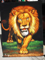 Lion,  Original Oil Painting on Black Velvet by Alfredo Rodriguez "ARGO"  - #A130