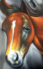 Mare and Colt, Horse,  Original Oil Painting on Black Velvet by Alfredo Rodriguez "ARGO"  - #A131