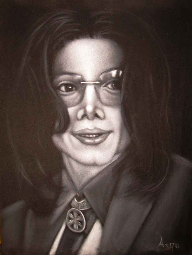 Michael Jackson Portrait, Original Oil Painting on Black Velvet by Alfredo Rodriguez "ARGO" - #A134