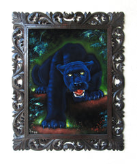 Panther, Black Panther, cougar,  Original Oil Painting on Black Velvet by Alfredo Rodriguez "ARGO"  - #A135