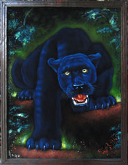Panther, Black Panther, cougar,  Original Oil Painting on Black Velvet by Alfredo Rodriguez "ARGO"  - #A135