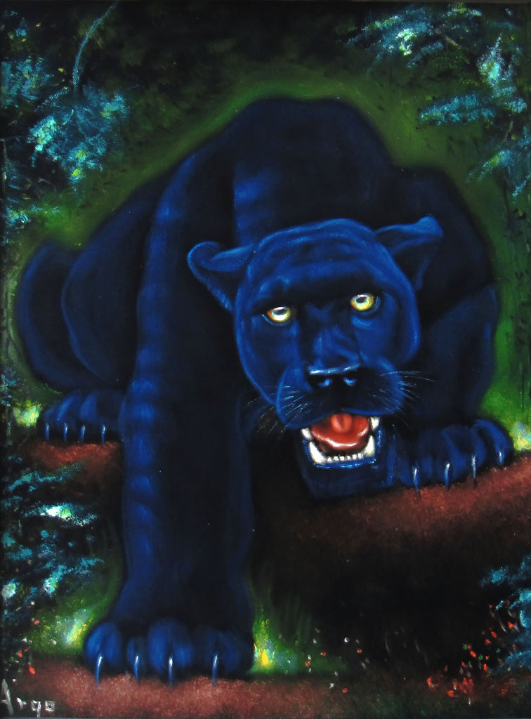 Panther, Black Panther, cougar,  Original Oil Painting on Black Velvet by Alfredo Rodriguez "ARGO"  - #A135