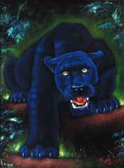 Panther, Black Panther, cougar,  Original Oil Painting on Black Velvet by Alfredo Rodriguez "ARGO"  - #A135