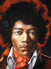Jimi Hendrix Portrait,  Original Oil Painting on Black Velvet by Alfredo Rodriguez "ARGO" - #A136