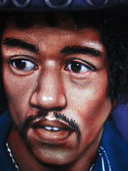 Jimi Hendrix Portrait,  Original Oil Painting on Black Velvet by Alfredo Rodriguez "ARGO" - #A137