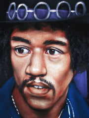 Jimi Hendrix Portrait,  Original Oil Painting on Black Velvet by Alfredo Rodriguez "ARGO" - #A137